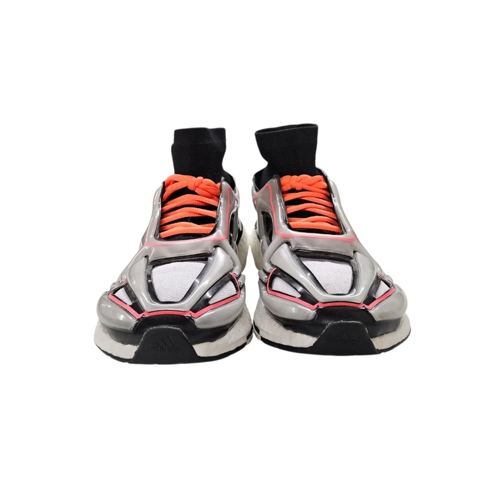 adidas Women's Black Gray White Sneakers with Orange Laces